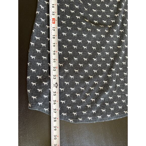 Victoria Secret Sleep Shirt XS Grey Dog Print Waffle Henley PINK Bling Sequins - Picture 11 of 12
